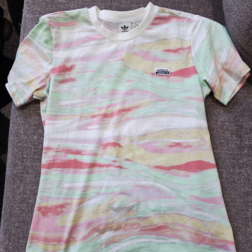 Adidas Womens Multicolor Tie-Dye T-Shirt